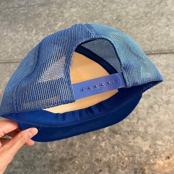 Vintage Ute Iowa 1984 Centennial State Bank Snapback Trucker Hat Blue White 80s - Picture 7 of 10